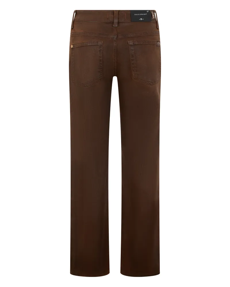 7 for all mankind Women's Jeans Straight-Leg Brown Cotton Brown