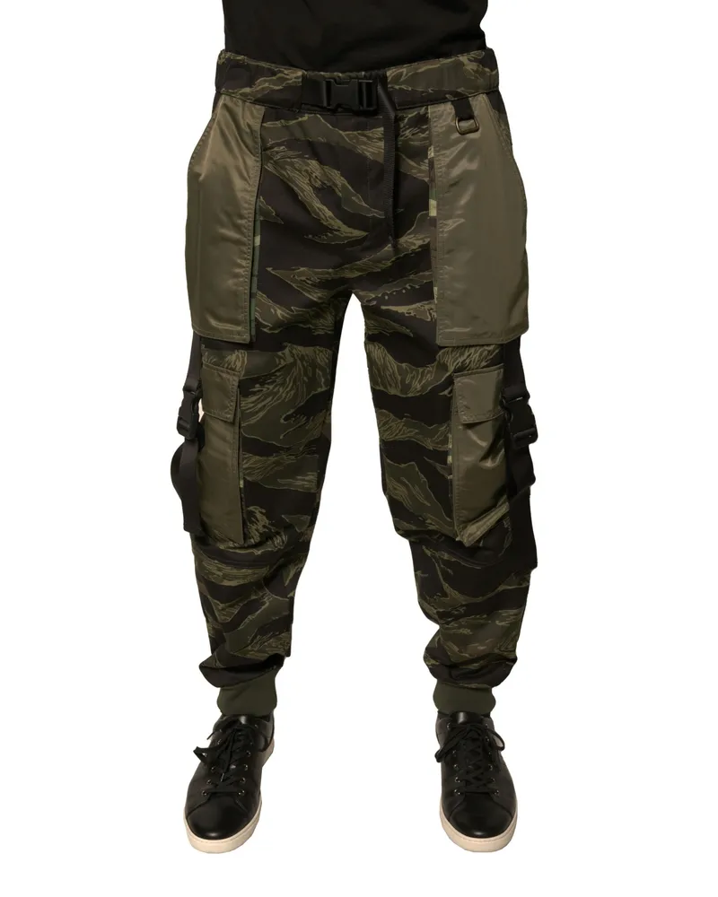 Dolce & Gabbana Men's Green Cotton Jogger Cargo Pants Nylon Polyester Green