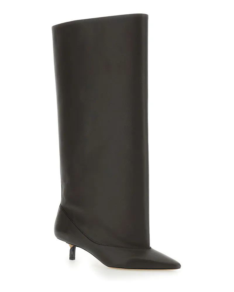 Jacquemus Women's Brown Leather Pointed Toe Boots Brown