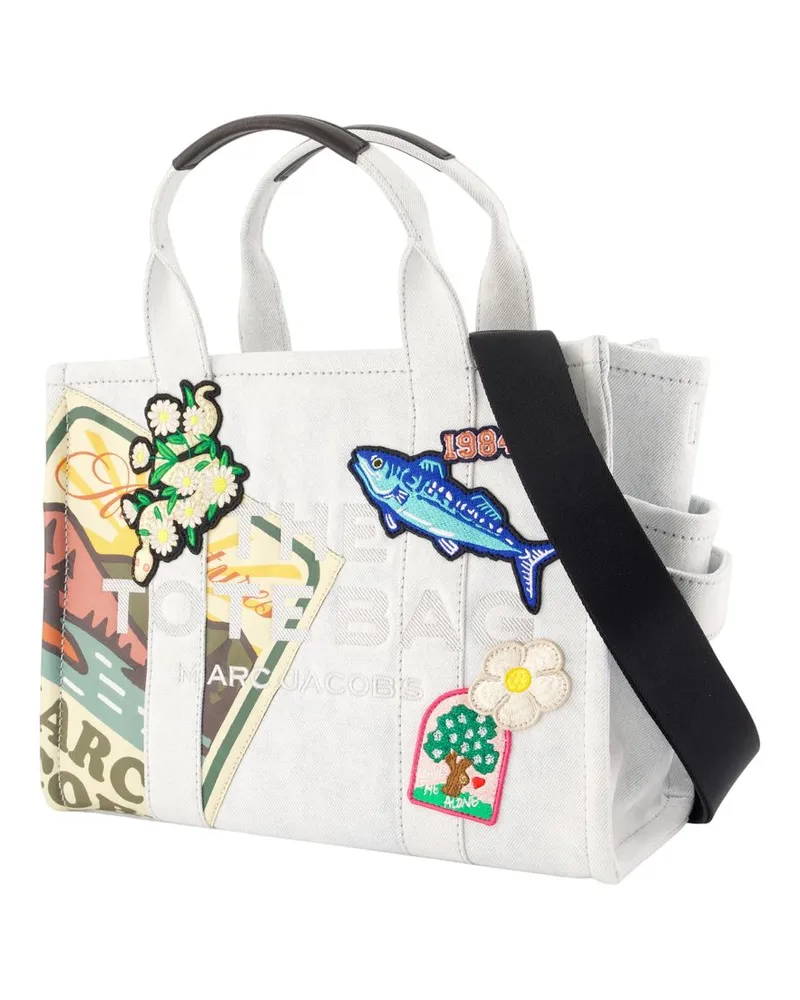 Marc Jacobs Women's The Medium Tote Bag -  Cotton Multicolor Handbags-Purses White
