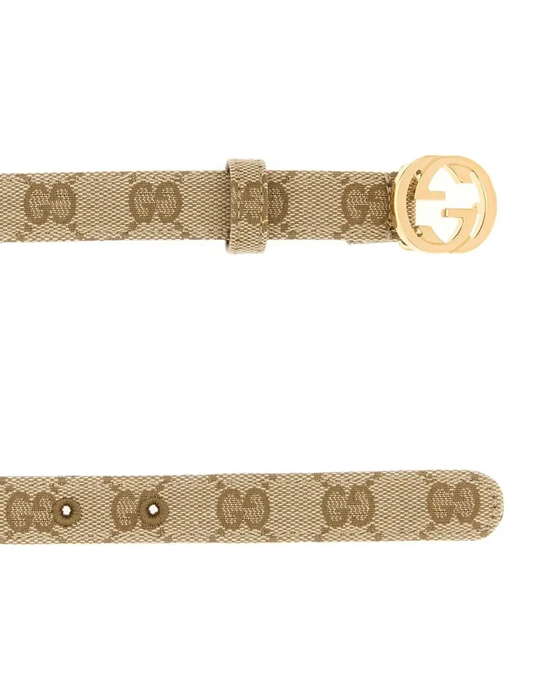 Gucci Women's Gg Fabric Belt Vintagesand Cinture Beige