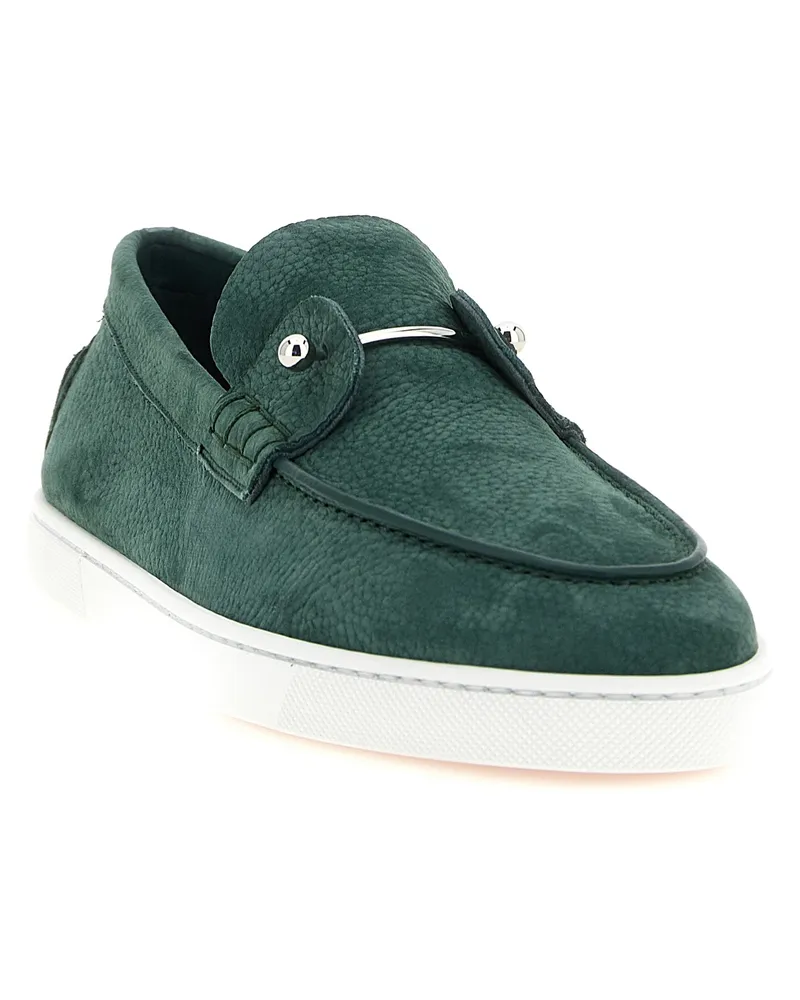 Christian Louboutin Men's Bicolor Calfskin Slip-On Loafers Green