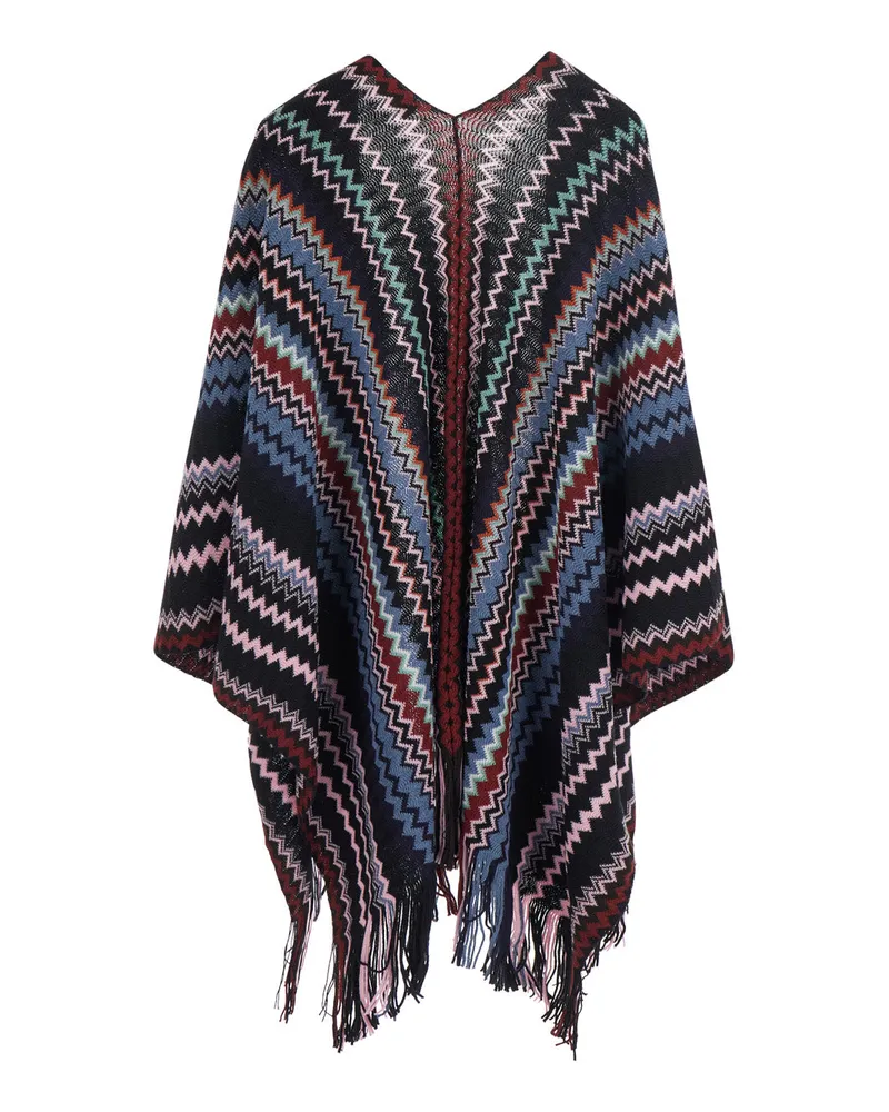 Missoni Women's Multicolour V-Neck Cape Tech Fabric Acrylic Coat Multicolor