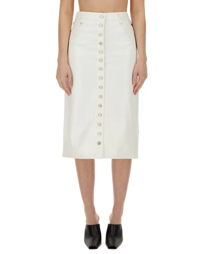 Courrèges Button-Detailed Skirt — White White