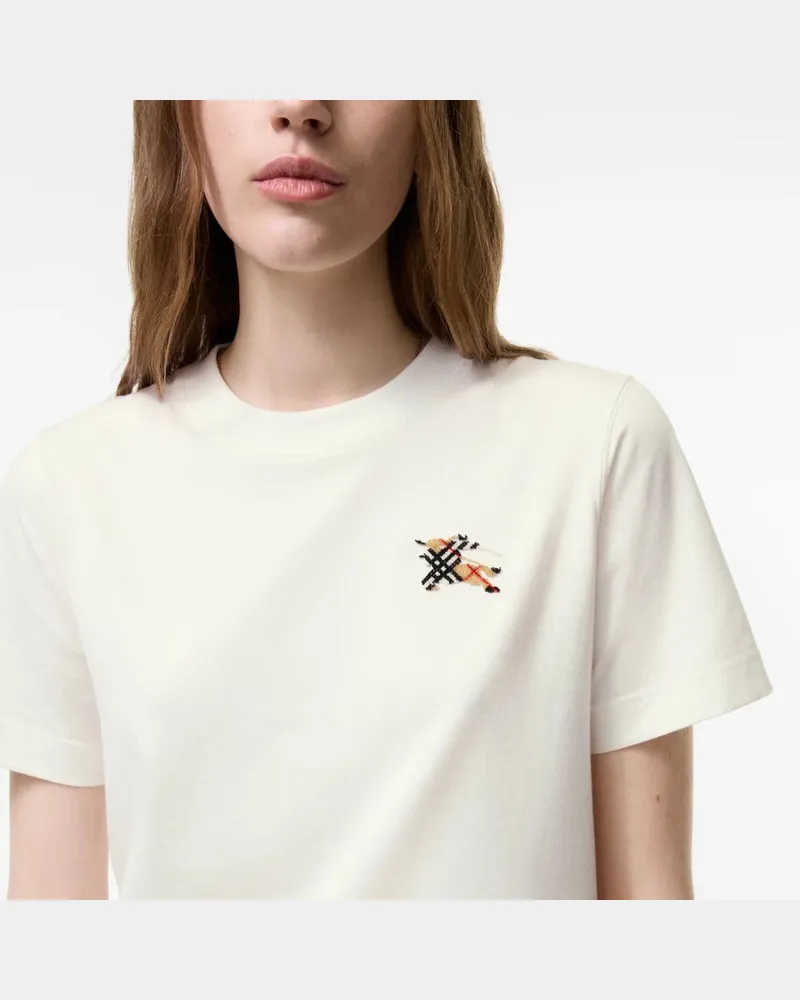 Burberry Logo-Embroidered T-Shirt — Ecru Ecru