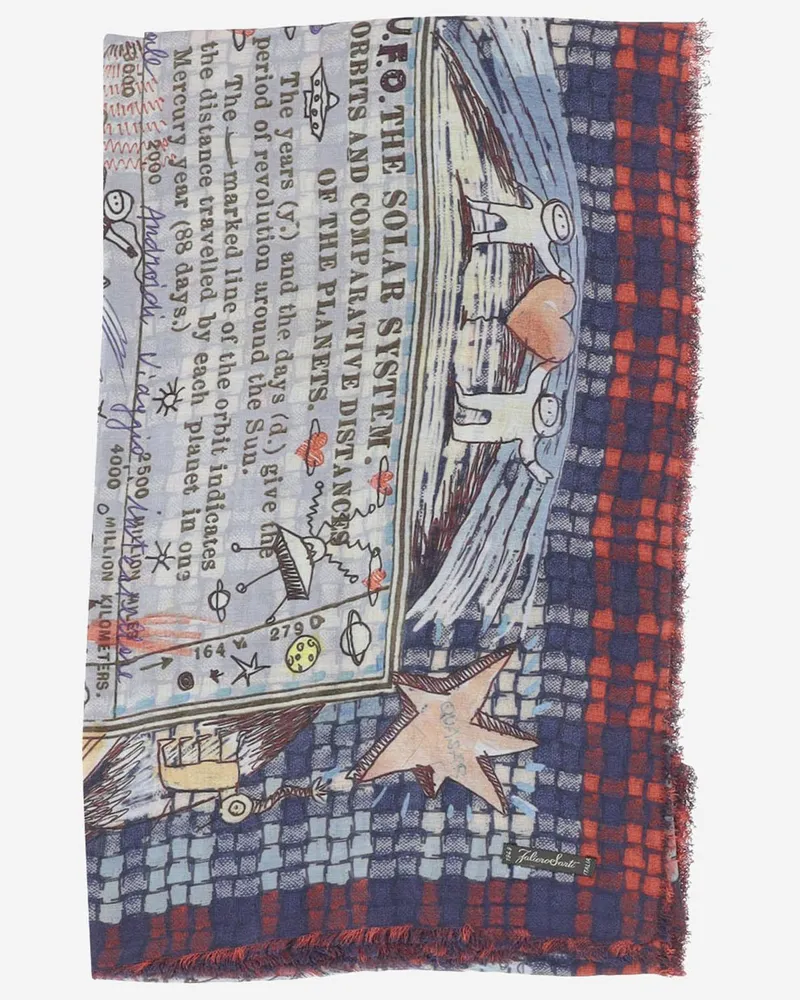 Faliero Sarti Women's Scarf Light Blue Modal And Cashmere Multicolour Scarfs Blue