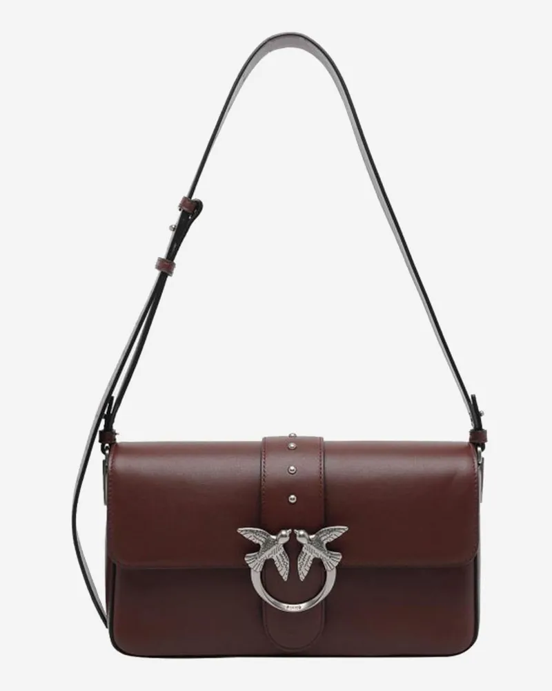Pinko Women's Shoulder Bag Burgundy Leather Burgundy