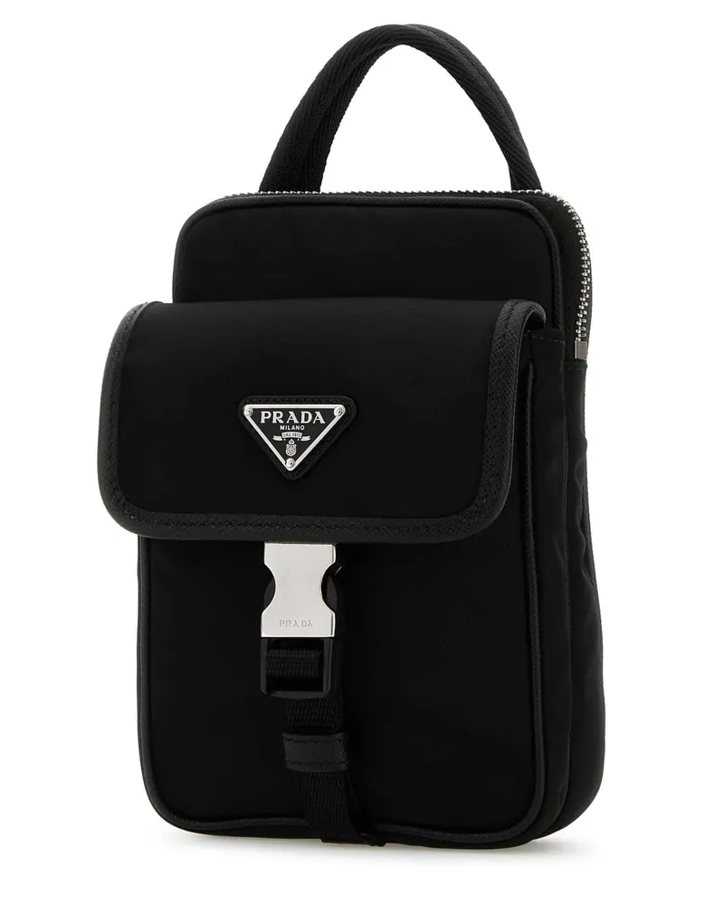 Prada Men's Black Re-Nylon Phone Case Nero Poliammidericiclata-Vitello Cover Accessory Black