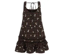 Check Flower Dress — Black