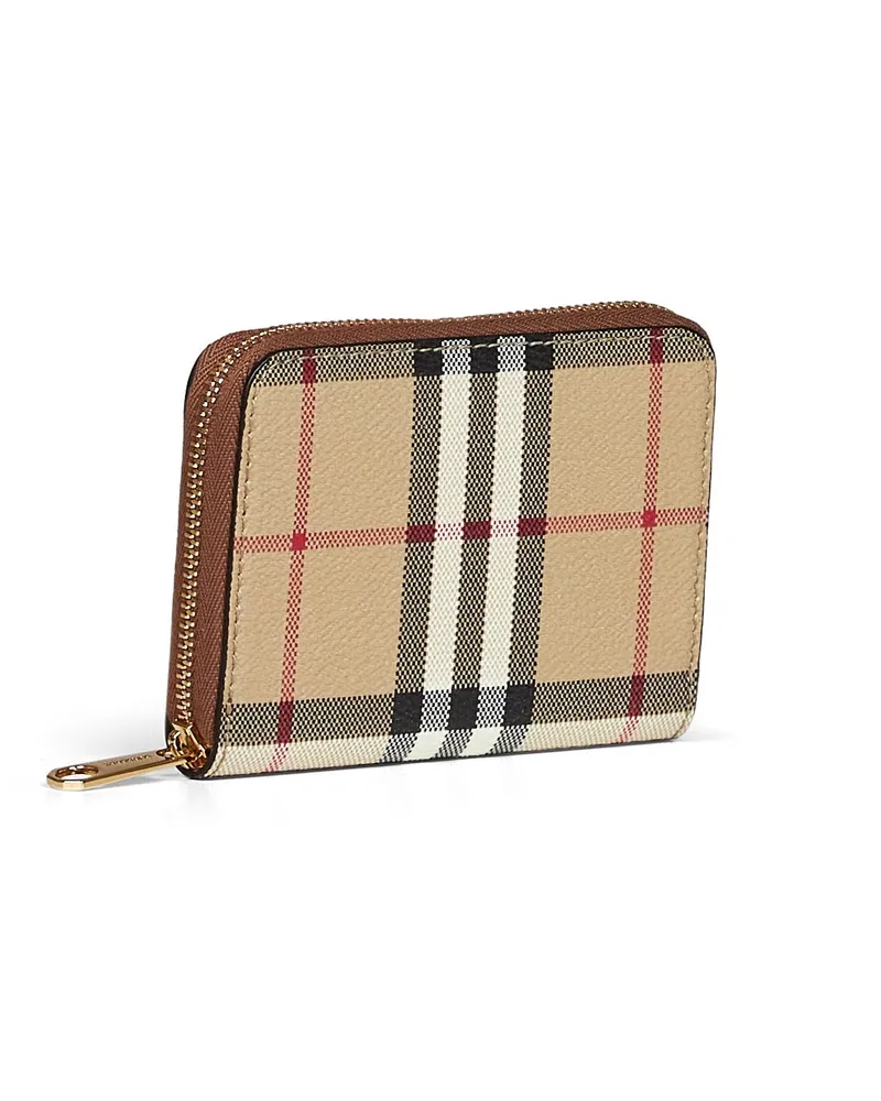 Burberry Women's Zipped Wallet Archive Check Brown Polyurethane & Purses Brown