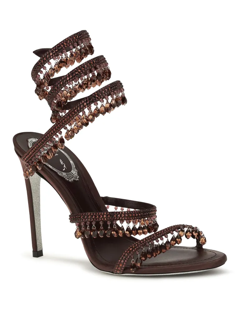 René Caovilla Women's Sandals Chandelier Satin Burgundy Fondant Satin-Burgundy Silk Satin/burgundy Burgundy