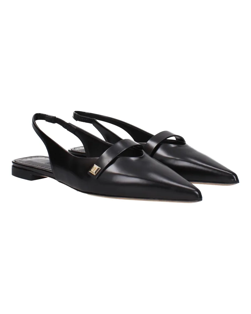 Max Mara Women's Black Leather Ballet Flats Black