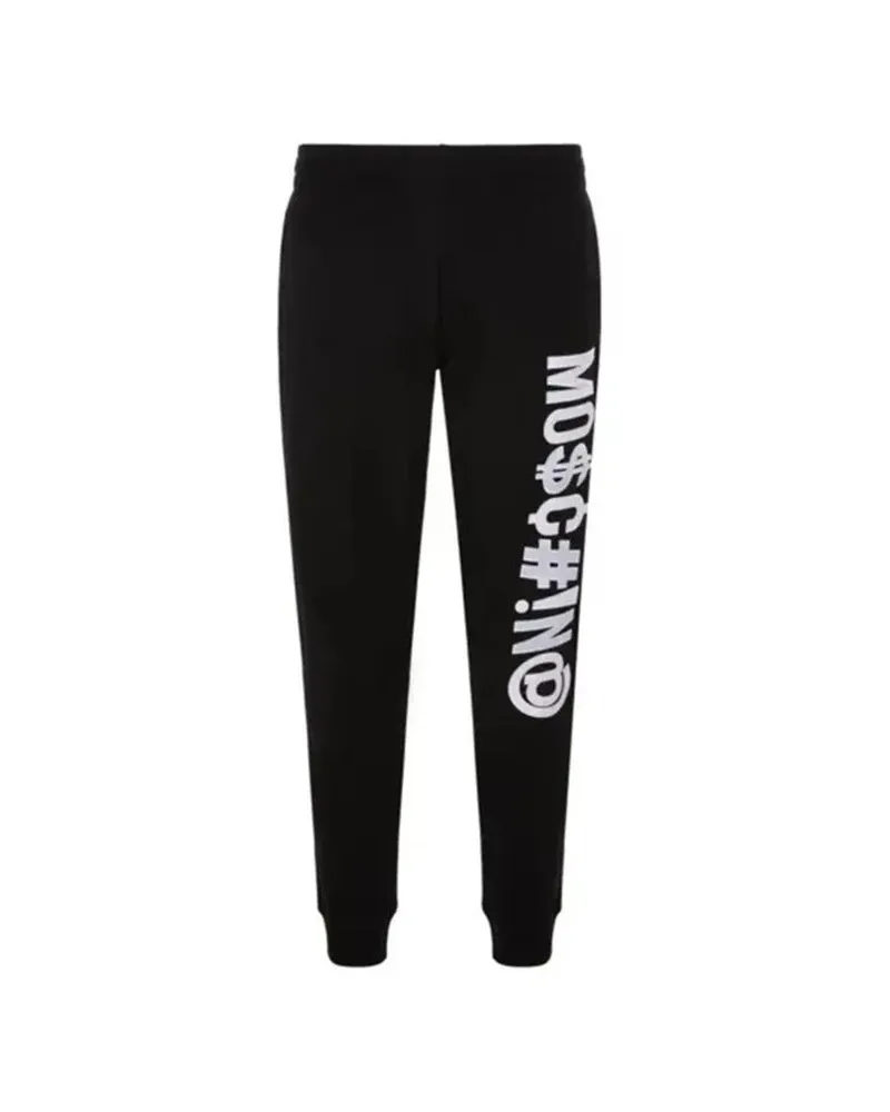Moschino Embroidered Logo Cotton Joggers — Black Black