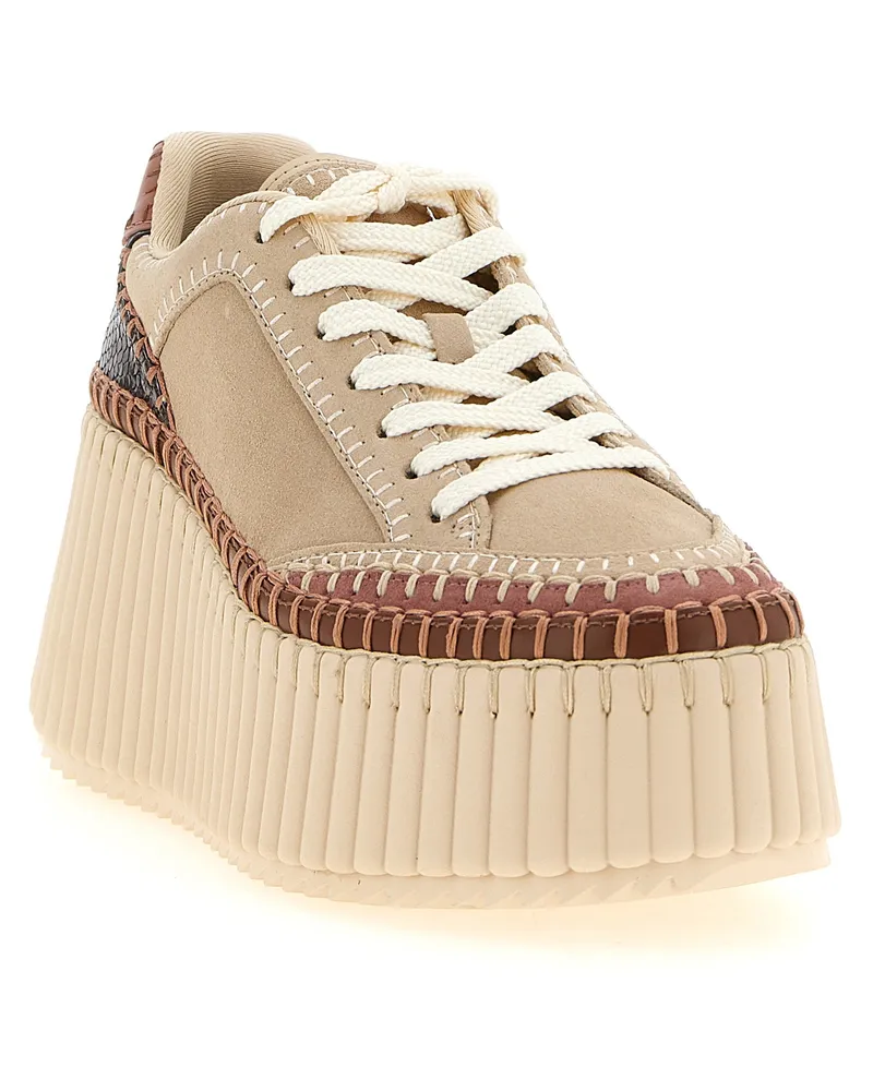 Chloé Women's Beige Polyester Wedge Sandals Beige