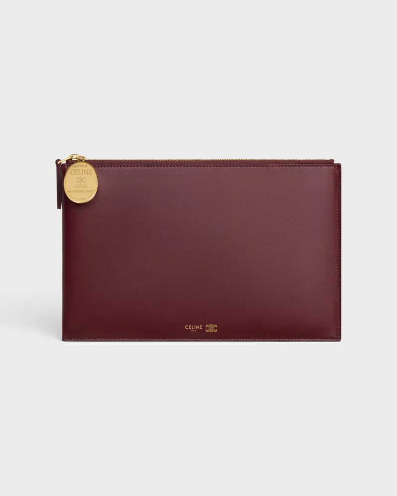 Celine Bi-colour Leather Clutch — Burgundy Burgundy