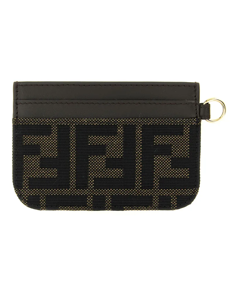 Fendi FF Zucca Jacquard Card Case — Brown Brown