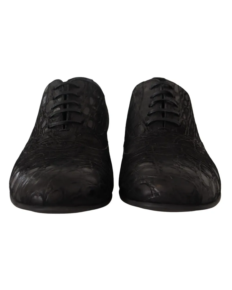 Dolce & Gabbana Black Caiman Leather Mens Oxford Shoes Black