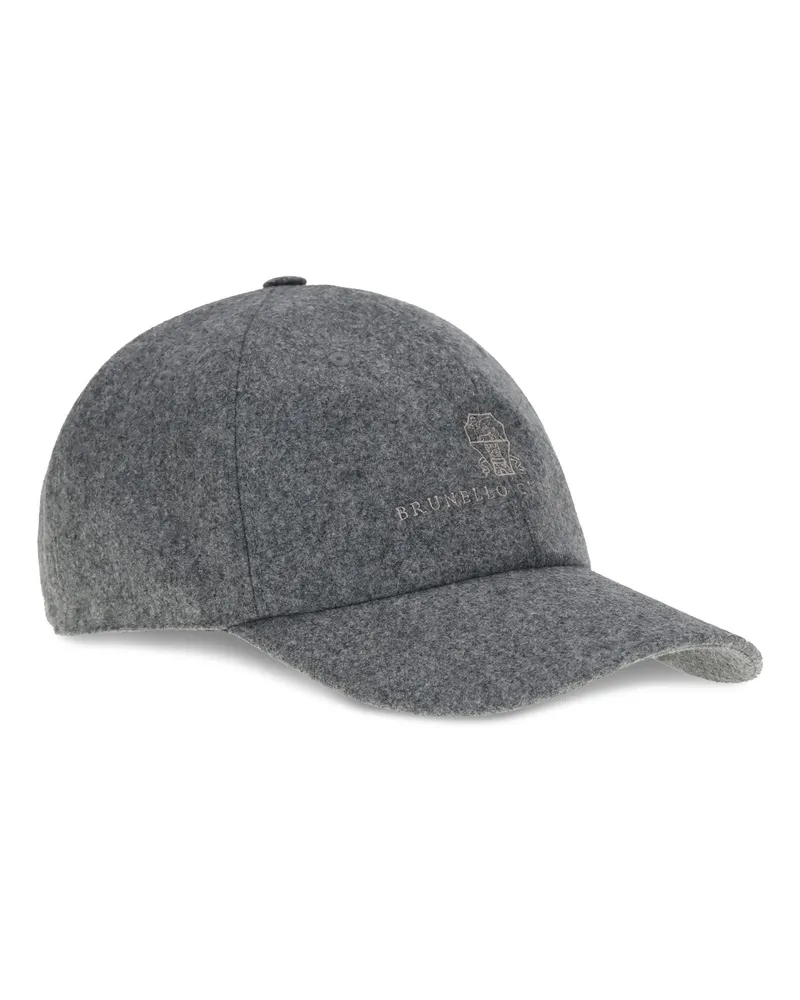 Brunello Cucinelli Men's Baseball Hat Medium Grey-Brown Fleece Wool (ovis Aries) Grey/brown Gray