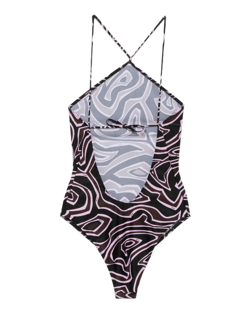 Emilio Pucci Iride Print Halterneck Swimsuit — Brown Brown