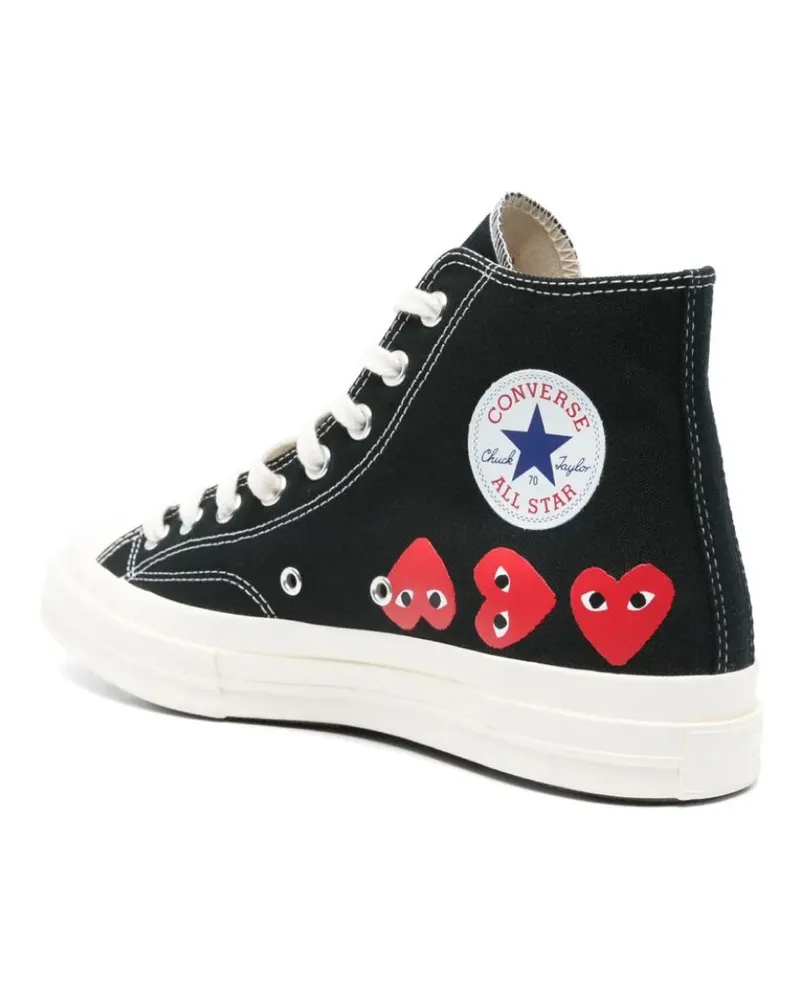 Comme des Garçons Men's Comme Des Garã§ons Play X Converse Chuck 70 Hi Sneakers Black Shoes Black