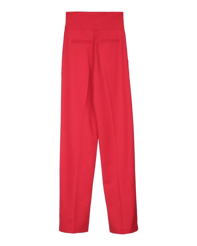 Elisabetta Franchi High-Waisted Pleated Trousers — Red Red