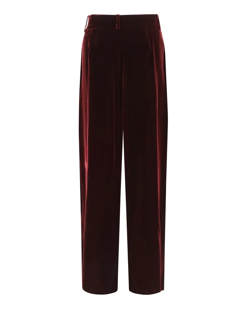Giorgio Armani Double Pleat Viscose Velvet Trousers — Purple Purple