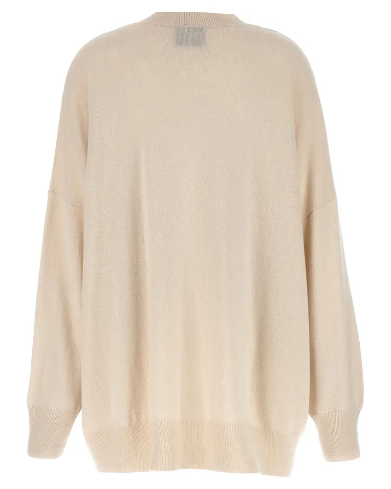 NUDE Oversized Wool V-Neck Sweater — Beige Beige