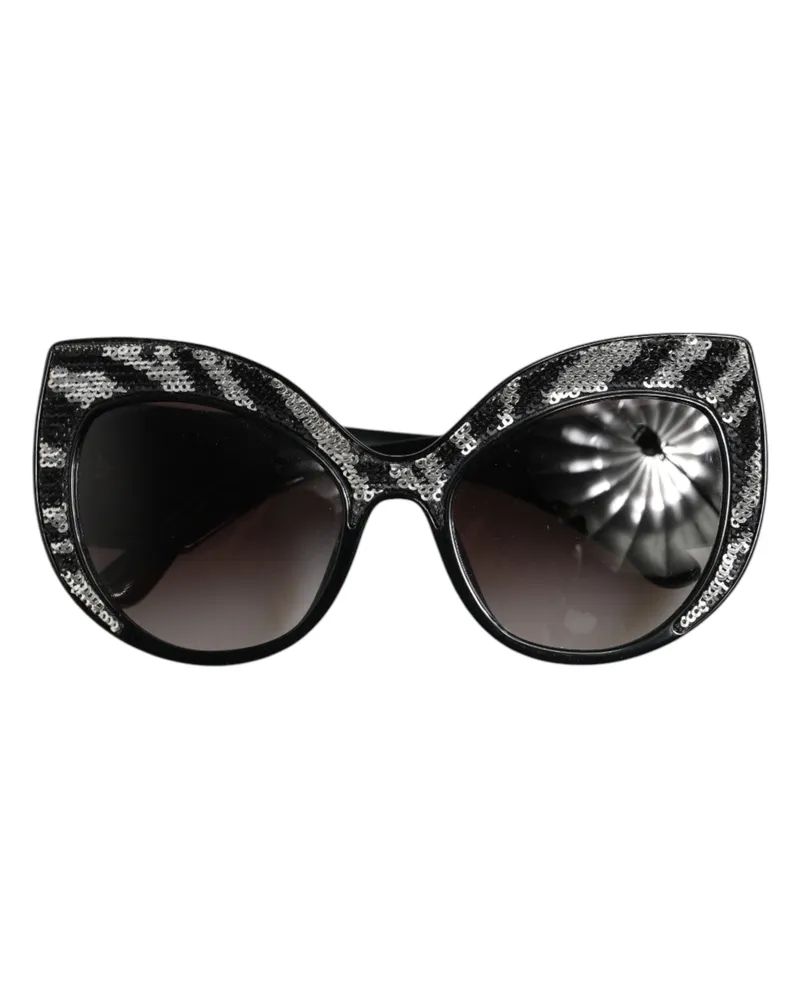 Dolce & Gabbana Women's Black Silver Sequin Butterfly Polarized Sunglasses | 100 Black