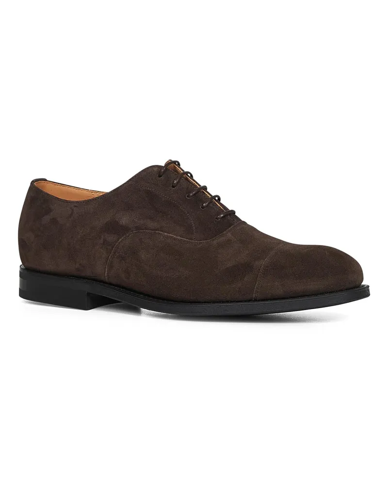 Church's Men's Oxford Shoes Consul R 2.0 Brown Suede Calf Leather Lace-Up Flat Brown