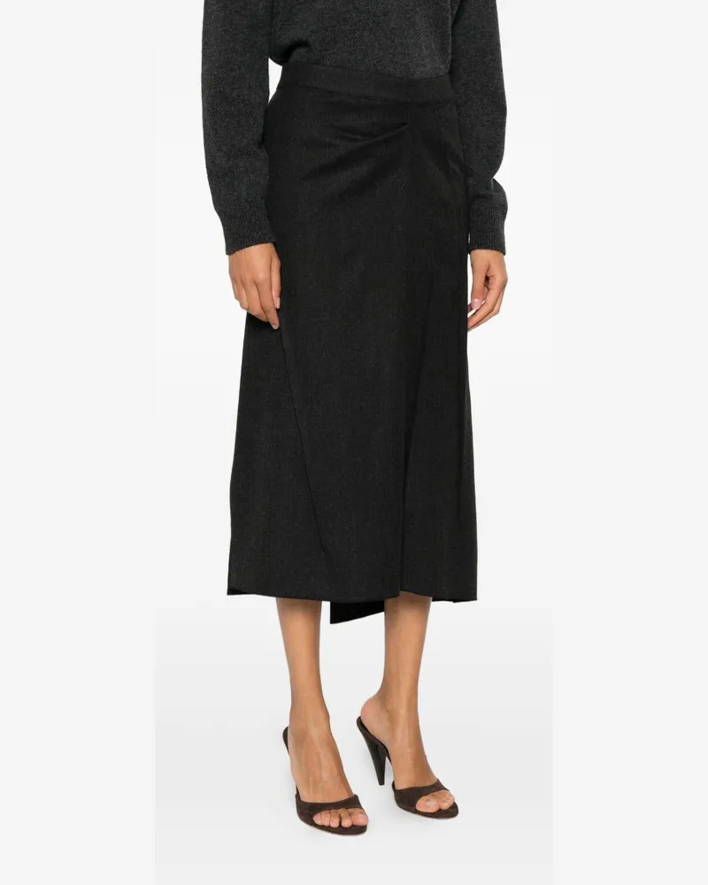 Victoria Beckham Virgin Wool Midi Skirt — Gray Gray