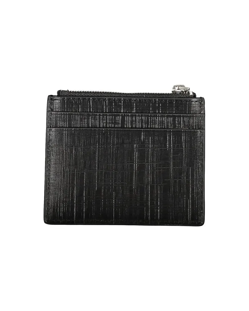 Calvin Klein Textured Leather Card Case — Black Black