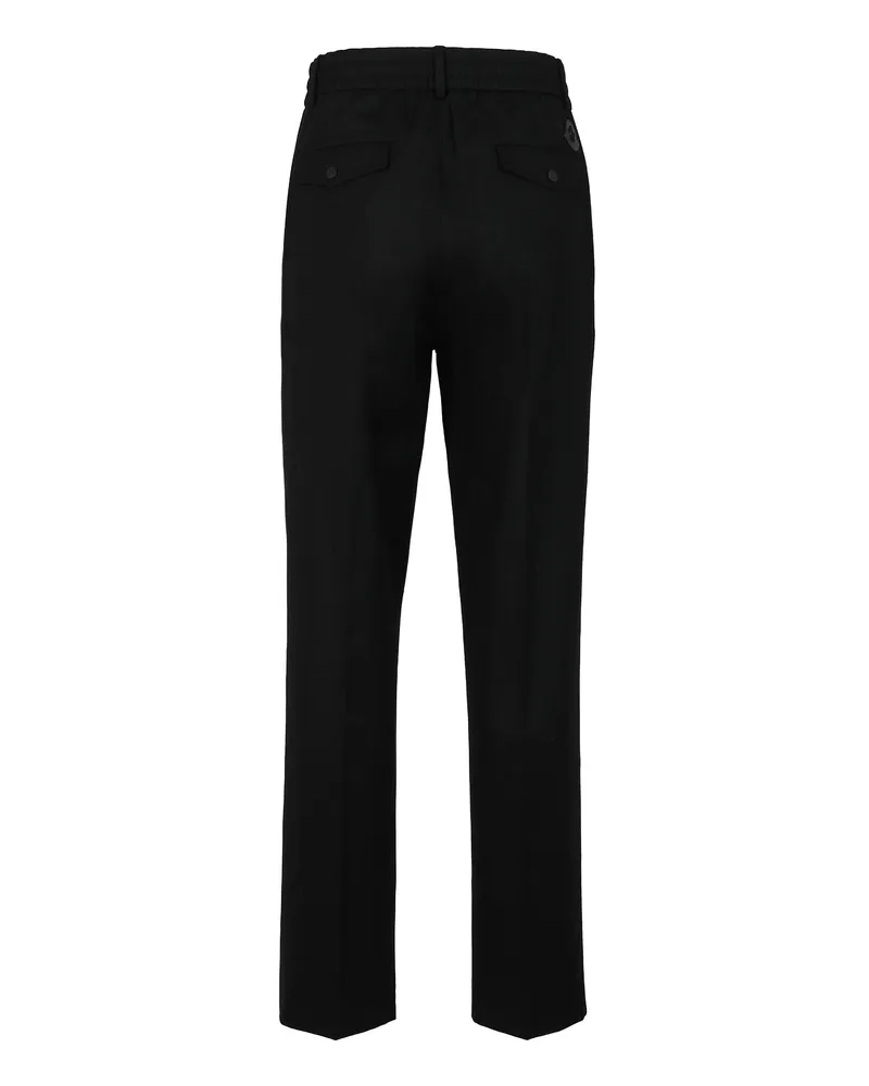 Moncler Men's Tailored Wool Flannel Pants Black Virgin Trousers Black