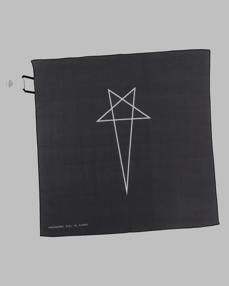 DRKSHDW by Rick Owens Printed Cotton Bandana Scarf — Black Black