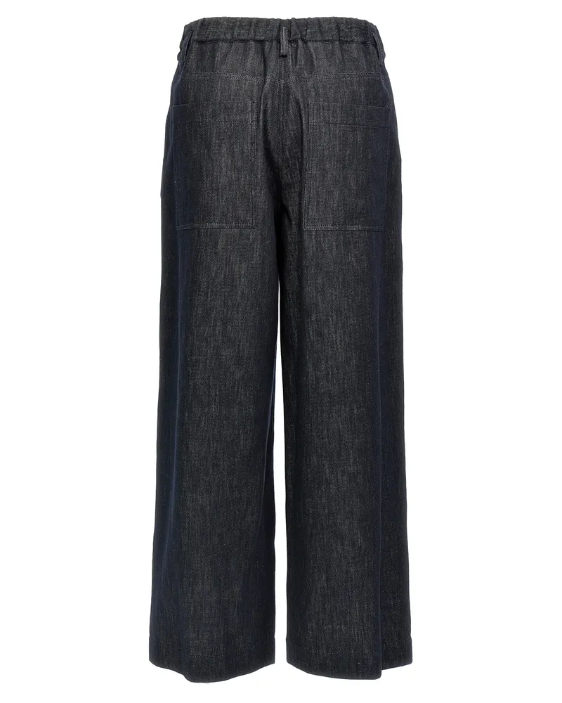 Brunello Cucinelli Women's Blue Cotton Casual Pants Blue