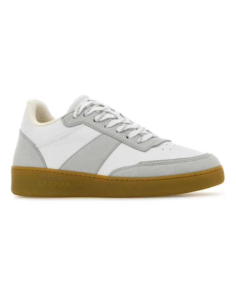 A.P.C. Unisex Two-Tone Synthetic Leather Plain Sneakers Cafcaramel White