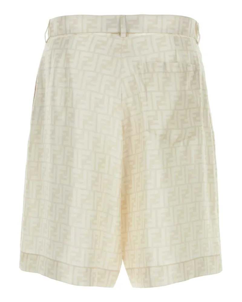 Fendi Men's Embroidered Silk Bermuda Shorts Naturalenaturale Exterior: Lining: Cupro Beige