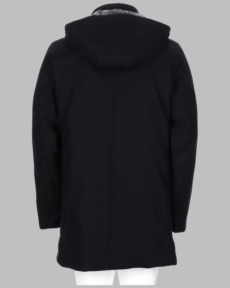 Paltò Wool Blend Hooded Coat — Black Black