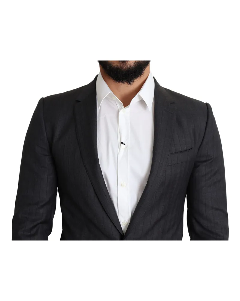 Dolce & Gabbana Men Black Wool Single Breasted Coat Martini Blazer Virgin Clothing Black