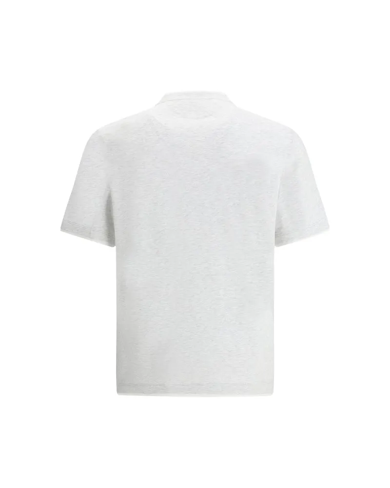 Brunello Cucinelli Men Gray Cotton T-Shirt Gray