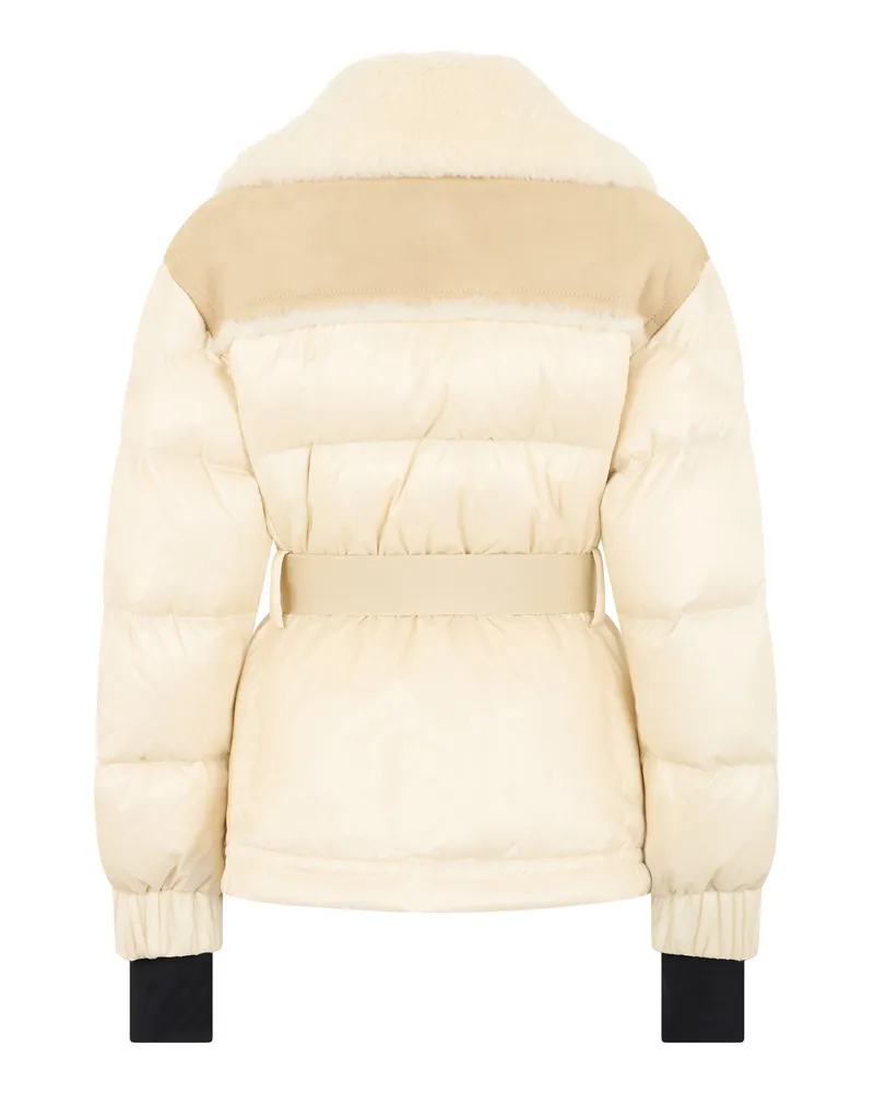 Moncler Women's Puffer Jacket Alvernia Cream Shearling Belt Polyamide Cream