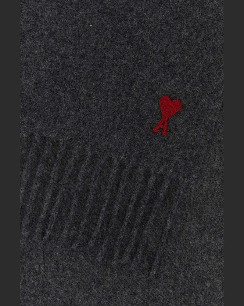 AMI Paris Unisex Darkgrey Exterior: Wool Sciarpe E Foulard Scarfs Gray