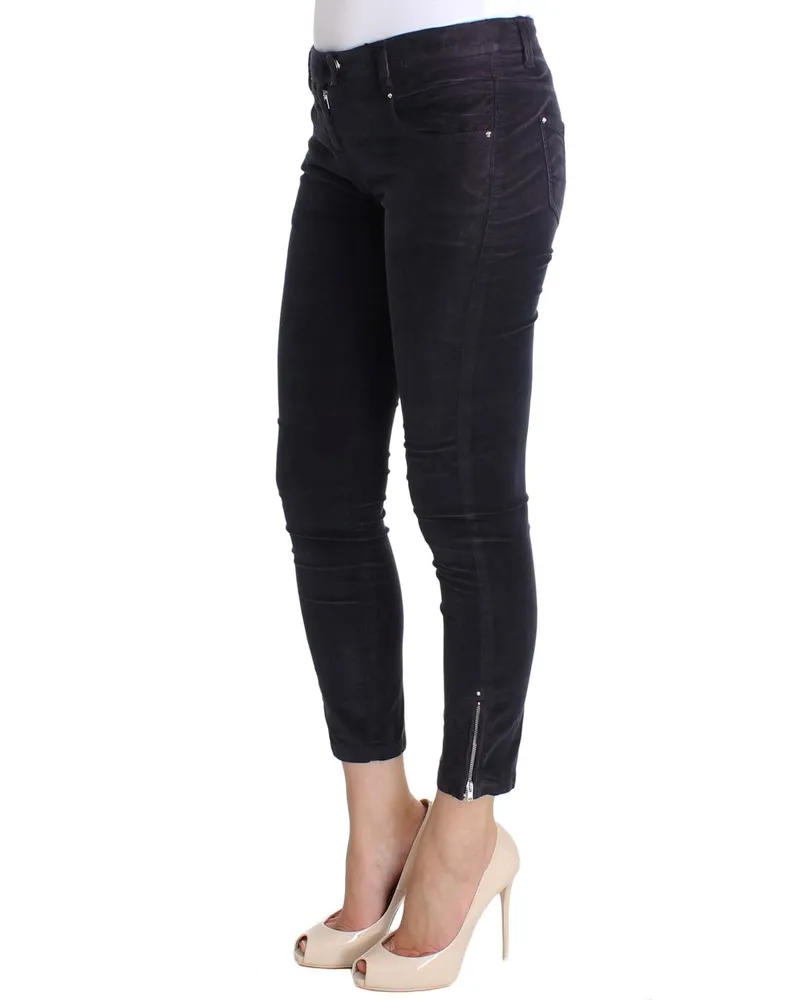 CoSTUME NATIONAL Women's Purple Cropped Corduroys Jeans Cotton Clothing Purple
