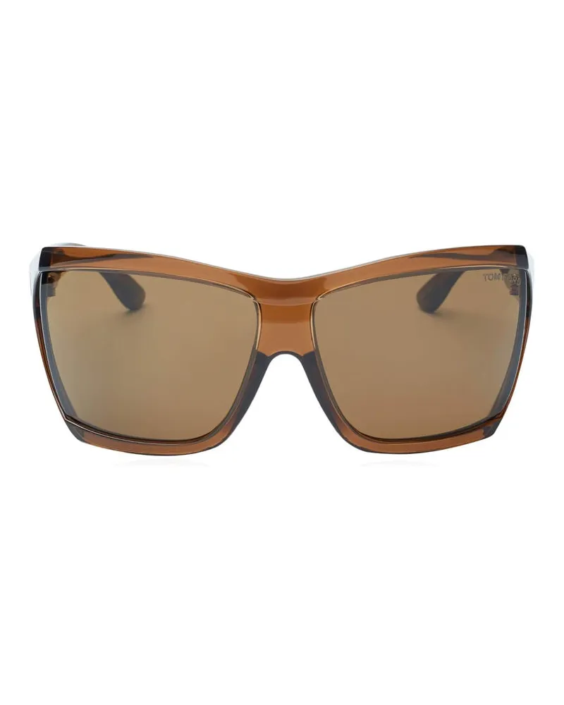 Tom Ford FT040248E Geometric Full Rim Sunglasses — Brown Brown