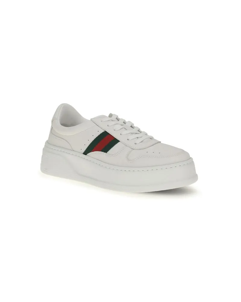 Gucci Women's White Calf Leather Bos Taurus Chunky Sneakers White