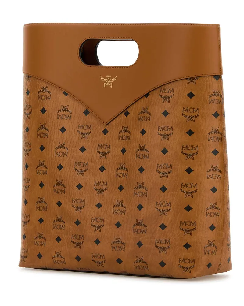 MCM Men's Printed Canvas Shopping Bag Cognac Borse A Mano Cognac