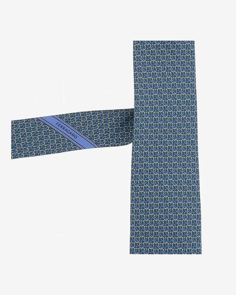 Ferragamo Men's Silk Tie With Pattern Green Ties & Bow Green