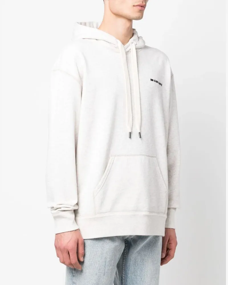 Isabel Marant Men's Marcello Logo Embroidered Hoodie Beige Clothing > Knitwear Beige