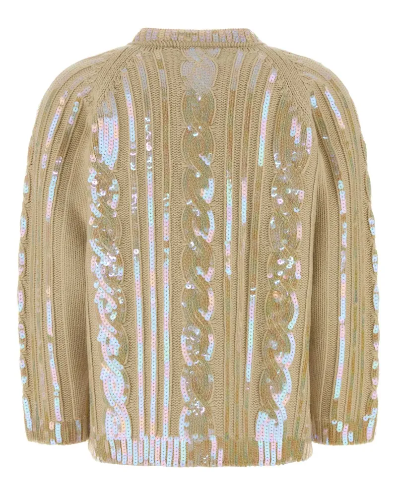 Valentino Garavani Women's Beige Wool Cardigan Betulla Exterior: Virgin Maglieria Beige