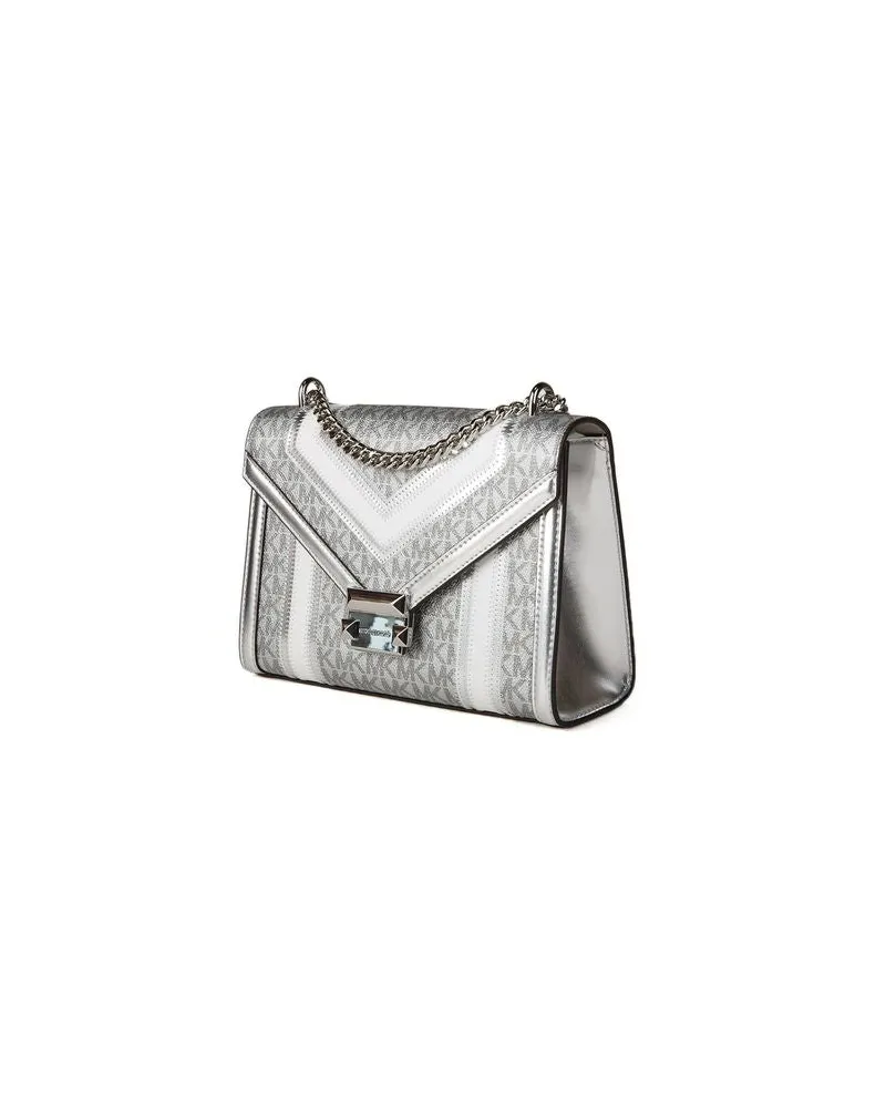 Michael Kors Women's Crossbody Bag Silver Coated Canvas With Crossbody-bags Silver