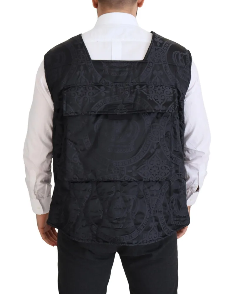 Dolce & Gabbana Men's Black Nylon Full Zip Sleeveless Jacket Clothing Black